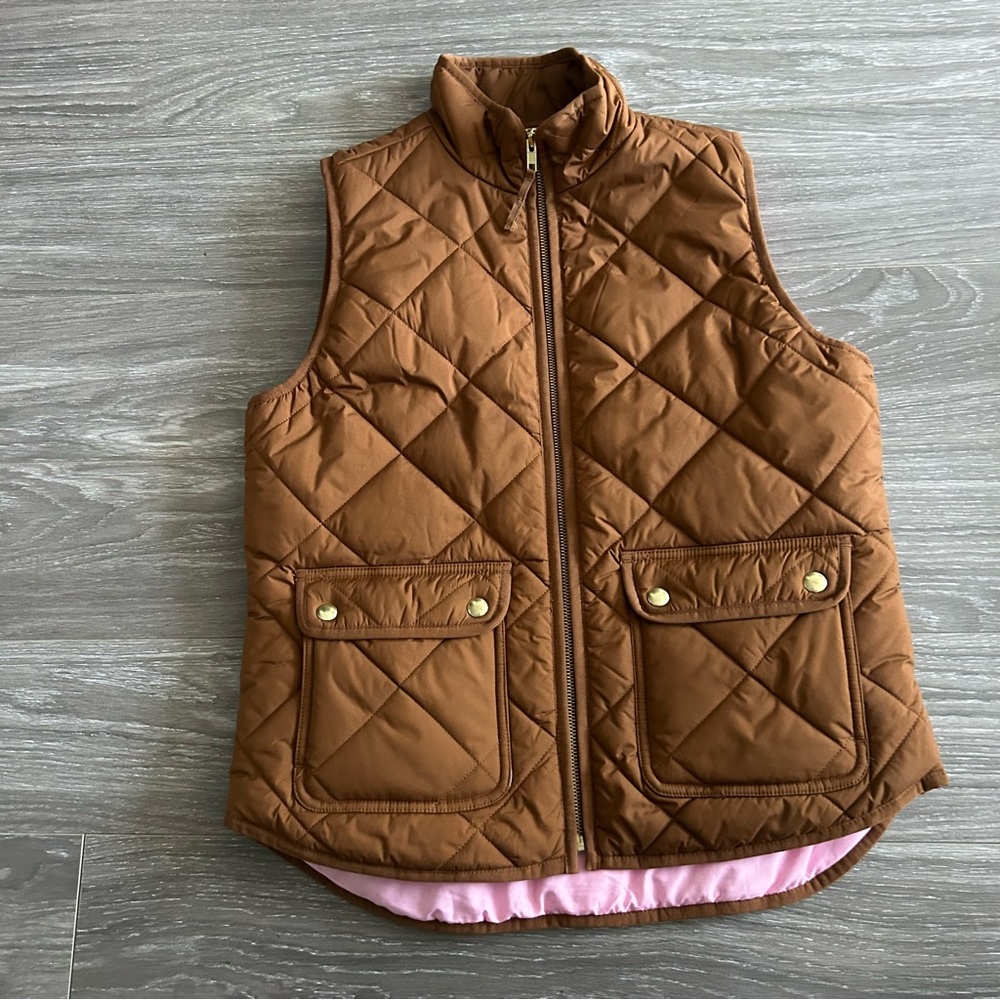J Crew Brown Quilted Vest Size Small